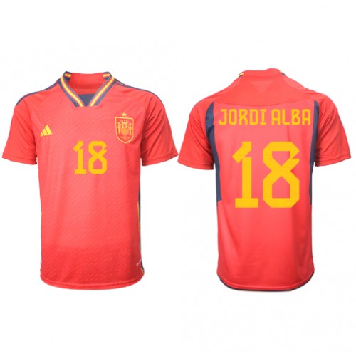 Pánský Fotbalový dres Španělsko Jordi Alba #18 MS 2022 Domácí Krátký Rukáv